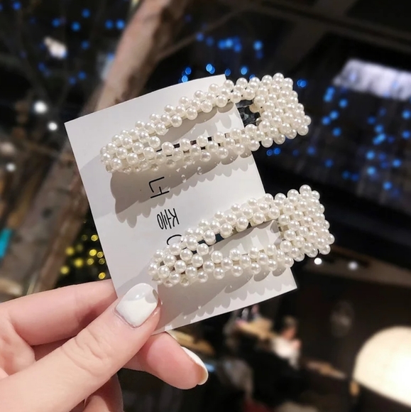 Set of 2 Large Foux Pearl Hair Clips Pins - Picture 4 of 5